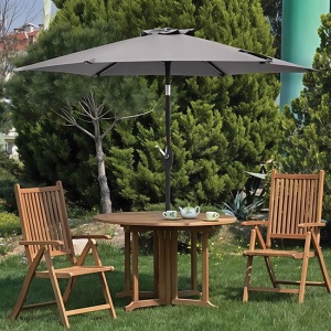 Umbrela de gradina cu mecanism manual si ventilare anti-vant, Inaltime 2.7m , Culoare Gri - Img 2
