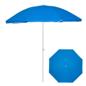 Umbrela de Plaja, Cadru Metalic, PVC, Ø1.80m, Albastru - Img 1