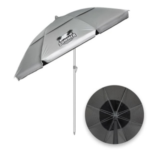 Umbrela Plaja Anti Vant, protectie solara UPF 50+, Cadru din Aluminiu, Ø2m, Argintiu-Negru - Img 1