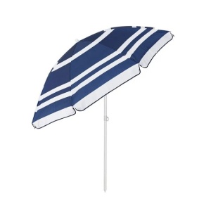 Umbrela Plaja Tilt, Cadru Metalic, UPF 50+, Ø2m, Albstru-Alb - Img 3