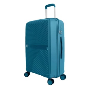 Valiza Tip Troler de Calatorie, Petrol, cu Dungi Reliefate, 58L - Img 1