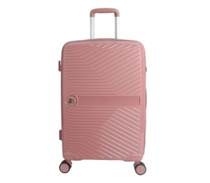 Valiza - Troler, Model cu dungi reliefate, Capacitate 58L, Roz