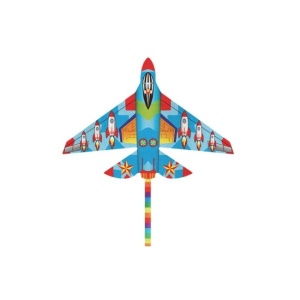 Zmeu textil cu model rachetă, 1.15x0.6m, multicolor