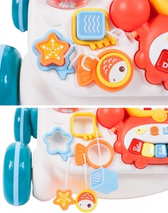 Antepremergator pentru copii 12 luni +, Malplay 2 in 1, cu jucarii detasabile, albastru - Img 6