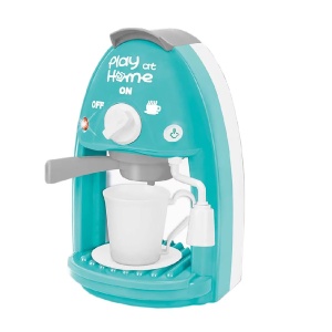 Aparat de cafea de jucarie, pentru copii 3 ani+, cu sunete, lumini si ceasca, plastic, 22 cm inaltime, turcoaz - Img 1