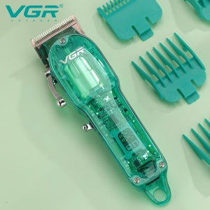 Aparat de tuns Profesional VGR V-660, Autonomie 200 Minute, Lama din Otel Inoxidabil, USB, Reglaj 0.8-12 mm, Afisaj LED, Transparent Verde - Img 2