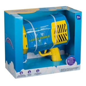 Arma pentru baloane de sapun, cu lumina si rezerva, dimensiuni 28x24x14cm, albastru-galben - Img 3