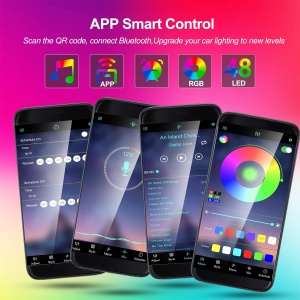Banda LED auto cu control din aplicatie, culori RGB, lumini ambientale in interiorul masinii - Img 3