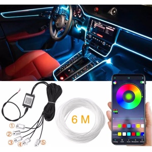 Benzi Led Lumini Ambientale Auto RGB, Control din aplicatie telefon, lungime 6m - Img 4