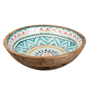 Bol cu model aztec, din lemn emailat, diametru 25x8cm, multicolor - Img 3