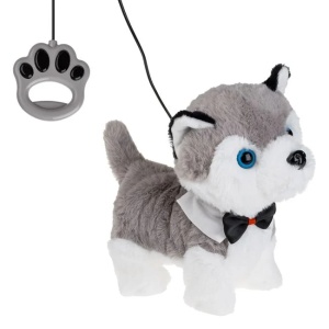 Caine interactiv Husky, cu lesa, miscare si sunet, varsta 4+ ani, 23x13x26cm, gri-alb
