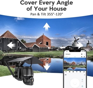 Camera de supraveghere solara wireless Andowl 4MP, de exterior, cu senzor miscare si panou solar, IR, negru - Img 3