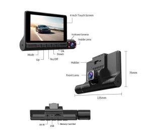 Camera Tripla Auto DVR , cu Ecran Tactil, Video Full HD 1080x1920, Senzor Miscare, Negru - Img 9