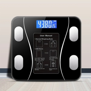 Cantar corporal inteligent, cu diagnostic si termometru, USB, Bluetooth, App pentru fitness, din sticla securizata, LCD, negru - Img 7