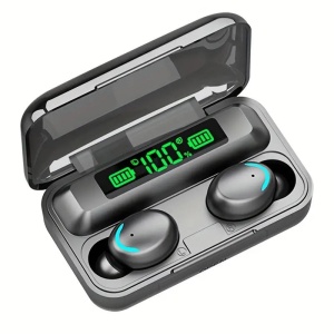 Casti Bluetooth EarBuds, TWS F9, Wireless, Afisaj LED, Control Touch, Functie Reducere Zgomot si Power Bank, Negru - Img 9