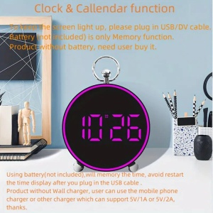 Ceas Digital de Masa sau Perete, cu Alarma, Snooze, Lumina LED, Mod Noapte, Control vocal, USB - Img 28