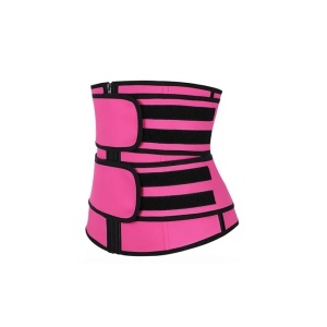 Centura modelatoare, Talie de viespe, cu fermoar si velcro, efect de sauna, neopren, Marime L/XL/XXL, roz - Img 2
