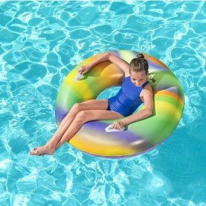 Colac Gonflabil Rainbow cu Manere, Bestway, Ø119 cm, multicolor - Img 1