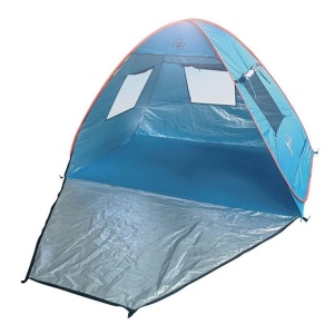 Cort Pop-Up cu Ferestre pentru Plaja, cu Protectie Solara, 200x120x130cm, Albastru - Img 1