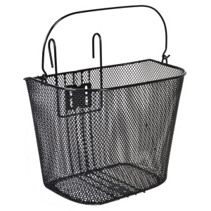 Cos de depozitare pentru bicicleta din metal cu montare pe ghidon, Negru