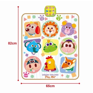Covor muzical pentru copii 2 ani+, cu anumale, impermeabil, 82x65 cm, multicolor - Img 6