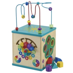 Cub educational din lemn cu activitati pentru dezvoltarea indemanarii motrice - Img 1