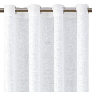 Draperie decorativa cu grad de umbrire scazut, Model tip tesatura reliefata cu inele, Dimensiune 140x250 cm, Alb