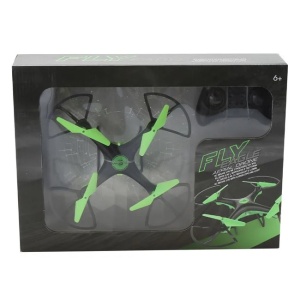Drona cu rostogolire automata, functie headless, giroscop cu 6 axe, cu telecomanda si lumini, 37x8x27cm, verde-negru - Img 1