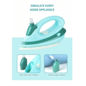 Fier de calcat de jucarie, cu spray pentru apa, sunete si lumini, din plastic, 21x10x11.4cm, verde - Img 6
