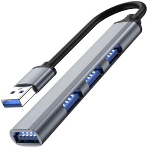 Hub USB cu 4 port-uri,Corp din aluminiu,Gri - Img 1