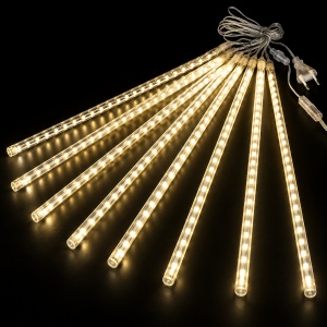 Instalatie de Craciun Ploaie de Meteori, 8 Turturi LED luminosi, Lungime 30cm, Interconectabila, Lumina Alb Cald - Img 3