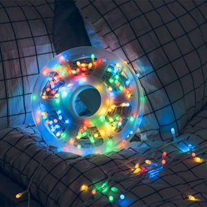 Instalatie liniara LED tip rola, 100m, fir transparent, 500 LED-uri RGB sau lumina alba calda, IP44 - Img 4