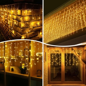 Instalatie Luminoasa cu Franjuri, 240 LED-uri, IP44, 6x1m, Lumina Alba Calda/Rece - Img 11