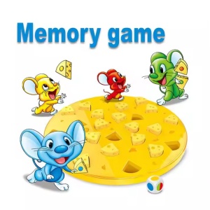 Joc de memorie, cu Soaricei si branza, pentru copii 3+, 26x24x4 cm, galben - Img 3