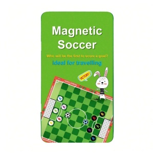 Joc de societate magnetic - Fotbal, cu cutie, 10 jucatori si 2 mingi magnetice, 19x11x1.5 cm, verde - Img 1