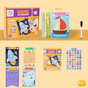 Joc educativ labirint cu 25 planse reutilizabile pentru copii 5 ani+ - Img 3