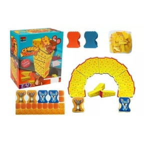 Joc Educativ, Turnul de Branza, Stivuire si Echilibru, pentru Copii de 4 ani+, cu 22 piese, Multicolor - Img 4