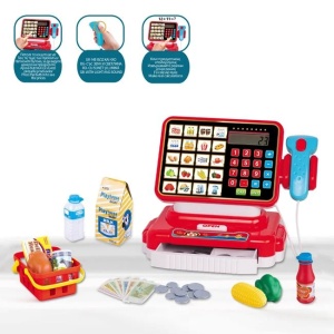 Jucarie casa de marcat supermarket cu scanner, cu accesorii incluse