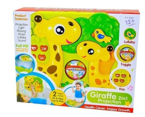 Jucarie cu efecte sonore si proiector pentru bebe, in forma de girafa - Img 7