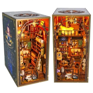 Kit Book Nook - Casuta Miniatura DIY cu Lumini LED, Puzzle 3D din Lemn, Decor pentru Biblioteca - Img 7