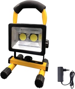 Lampa de lucru tip proiector cu 2 LED-uri COB, Putere 50W, 3 Acumulatori inclusi - Img 1