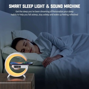 Lampa Smart LED RGB cu difuzor Bluetooth si Incarcare pentru Mobil, Ceas, Sounds Machine - Img 3