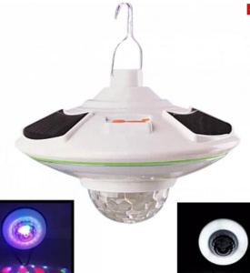 Lampa solara cu LED alb rece si glob rotativ disco 21 cm HB5509 - Img 4