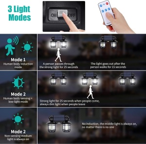 Lampa solara dubla model JD-2217 cu 192 LED COB pentru grădină și terasă - Img 7