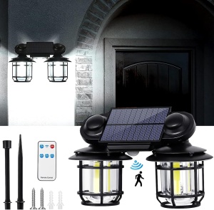 Lampa solara dubla model JD-2217 cu 192 LED COB pentru grădină și terasă - Img 9