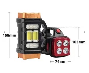 Lampa solara multifunctionala HB-1678 putere 38W tip lanterna/felinar, cu maner, negru/rosu - Img 3