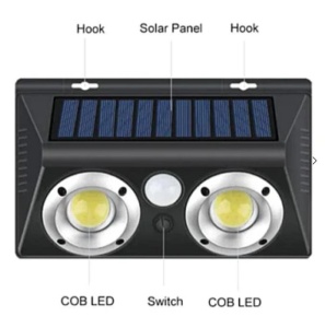 Lampa solara Q TY022 de perete cu LED COB, tip proiector, pentru exterior - Img 5