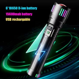 Lanterna LED cu zoom, telescopic, L660, reincarcabila, 35W, 500m, 2000LM, aluminiu, 27x6.2 cm, negru - Img 6