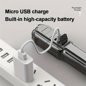 Lanterna puternica cu zoom, portabila, multifunctionala, reincarcabila cu USB, 3 moduri de iluminare, gri foarte inchis - Img 10