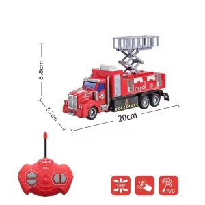 Masina de pompieri pentru copii 3 ani+, de interventie, cu scara si telecomanda, 20cm lungime, rosu - Img 5